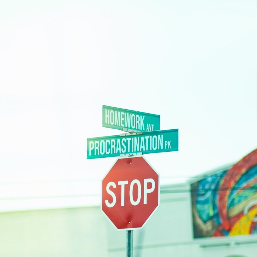 Stop sign, two paths: procrastination or homework