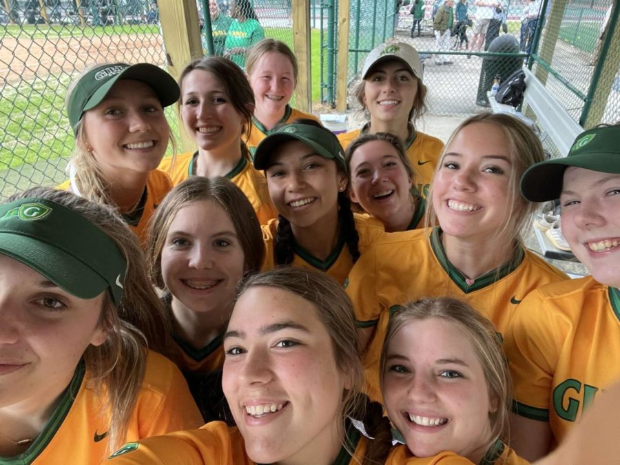 The softball team after first win of the 2023 season