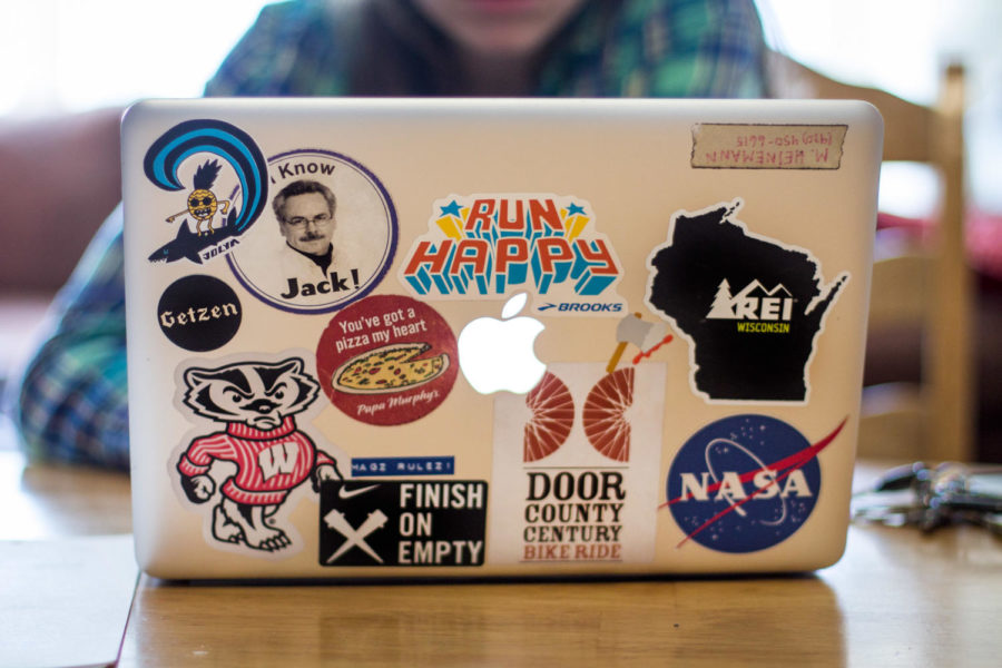 Laptop stickers are really popular at Gibbons